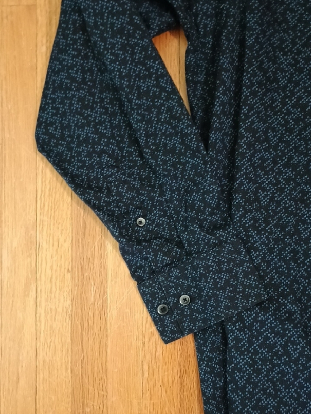Calvin Klein Dark Blue Patterned Long-Sleeve Dress Shirt - Picture 4 of 4